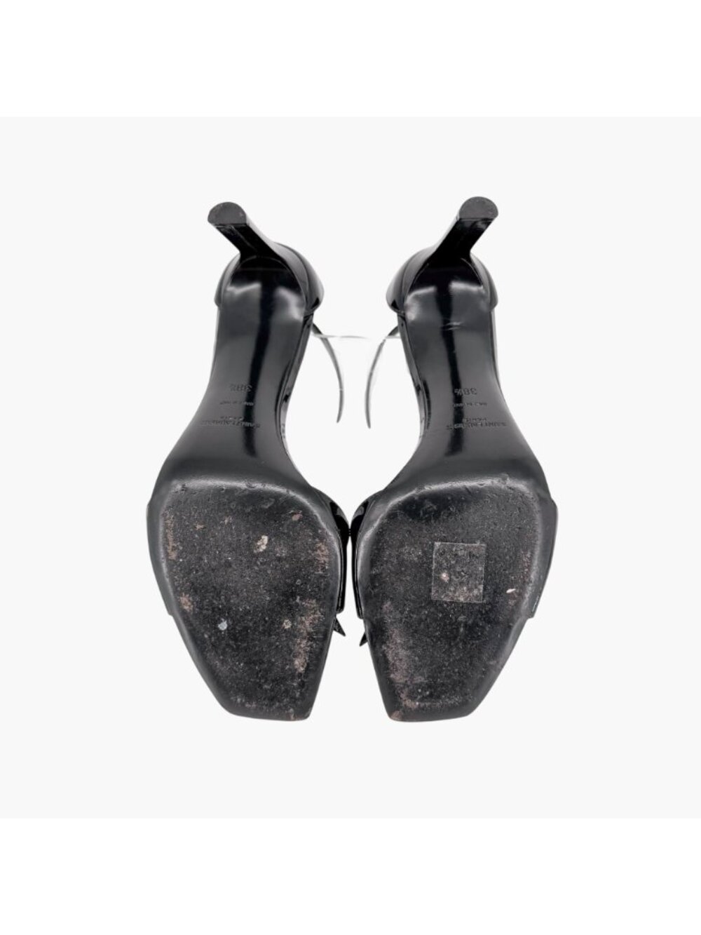Saint Laurent Bea 90 Knot Patent Leather Sandals Heels Black Size 38.5 US 8.5 - Picture 11 of 13